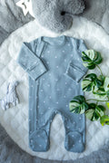 Outseam Sleepsuit Zipper - Grey — soft cotton baby sleepsuit with outward seams
